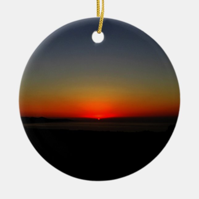 Sunset in the Water Ceramic Ornament (Front)