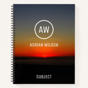 Sunset in the Water Monogrammed Notebook