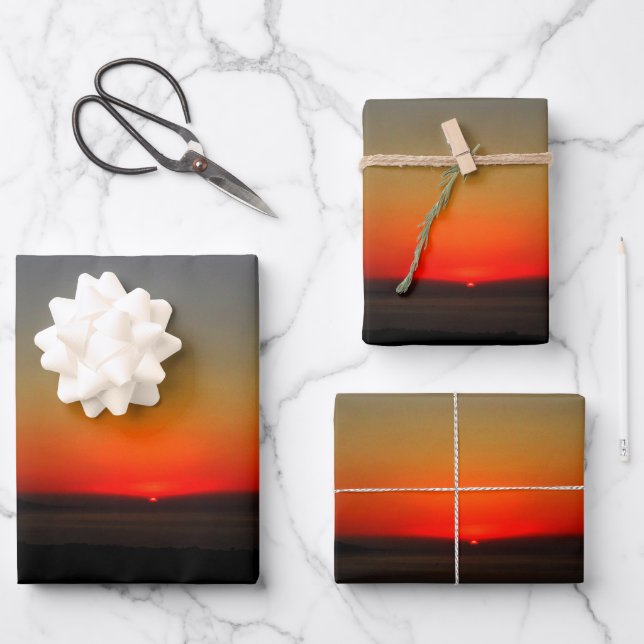 Sunset in the Water Wrapping Paper Sheet (Front)