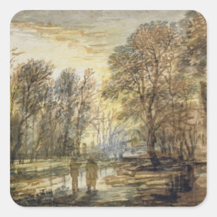Sunset in the Wood Square Sticker