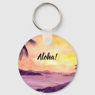 Sunset in Tropics by Farida Greenfield Key Ring
