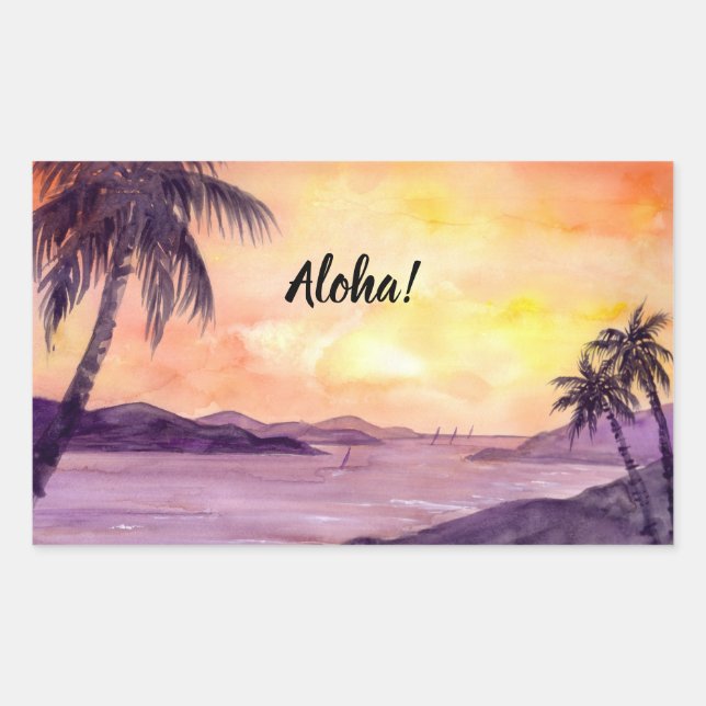 Sunset in Tropics by Farida Greenfield Rectangular Sticker (Front)
