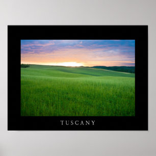 Sunset in Tuscany black border poster print