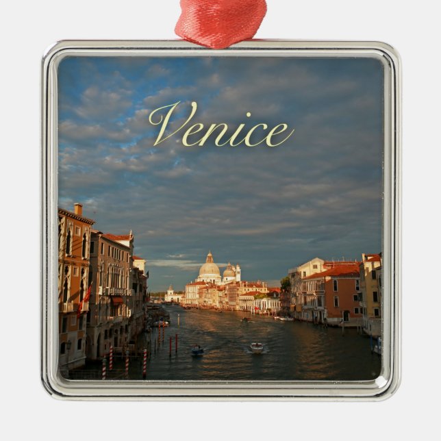 Sunset in Venice Italy Metal Tree Decoration (Front)