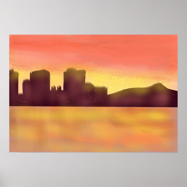 Sunset in waikiki poster (Front)