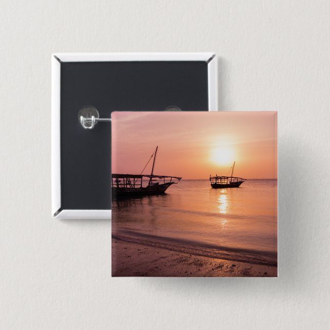 Sunset in Zanzibar 15 Cm Square Badge (Front & Back)