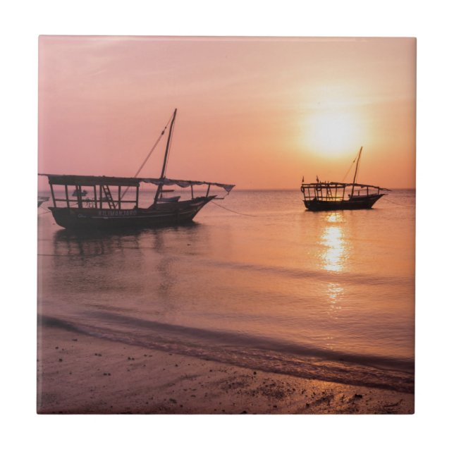 Sunset in Zanzibar Ceramic Tile (Front)
