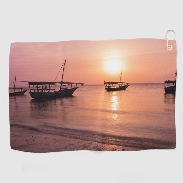 Sunset in Zanzibar Golf Towel (Horizontal)