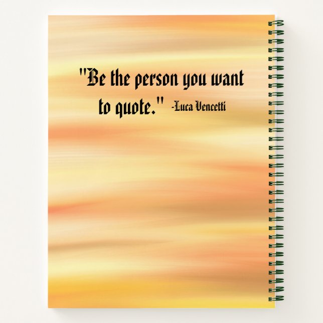 Sunset Inspired Motivational Green Spiral Notebook (Back)