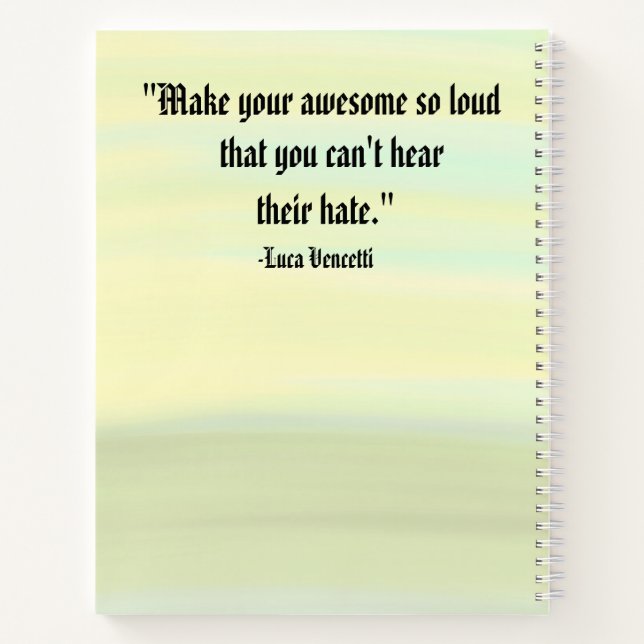 Sunset Inspired Motivational White Spiral Notebook (Back)