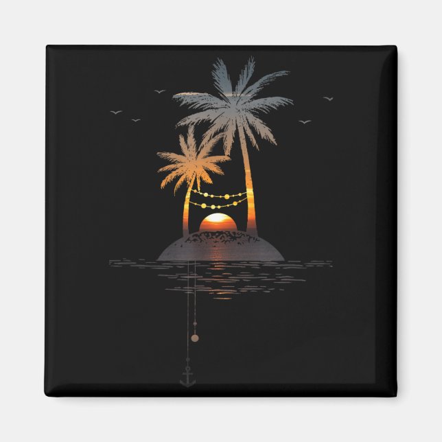 Sunset Island Glow Vacation Mood Magnet (Front)