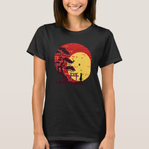 Sunset Japanese Aesthetic Zen Buddhist Bonsai Tree T-Shirt