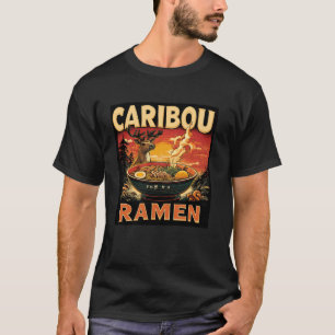 Sunset Japanese Art Noodles Lover Wildlife Caribou T-Shirt