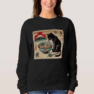 Sunset Japanese Mt. Fuji Postage Stamp Panther Ram Sweatshirt