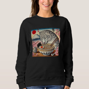 Sunset Japanese Mt. Fuji Postage Stamp Snow Leopar Sweatshirt