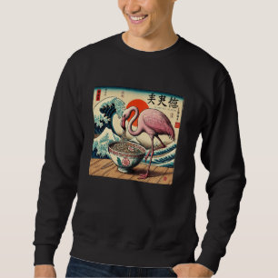 Sunset Japanese Noodles Wave Art Wildlife Flamingo Sweatshirt