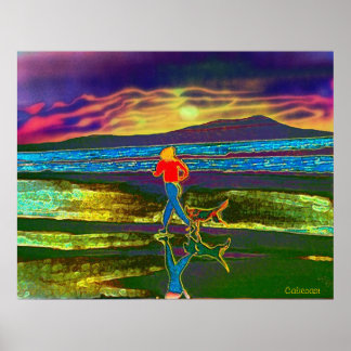 Sunset Jog with a dog... Poster