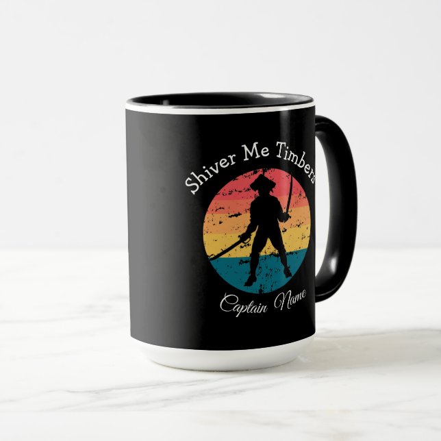 Sunset  Jolly Roger Pirate Party Ship Mug (Front Right)