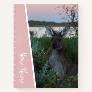 Sunset Kangaroo Australia Pink Accent Handwriting Notebook