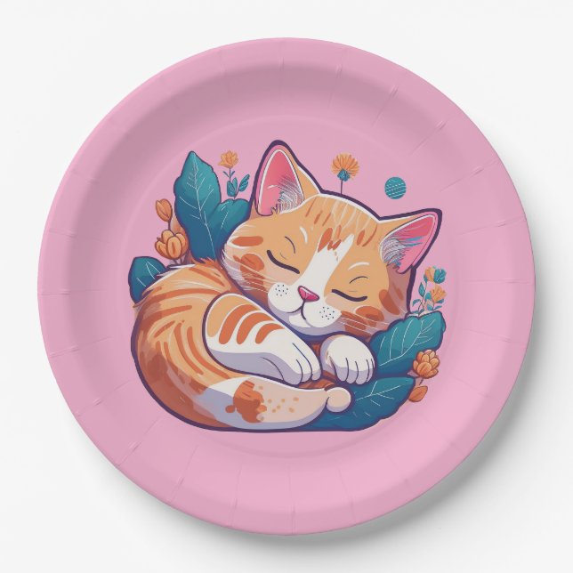 Sunset Kitty Paper Plate (Front)