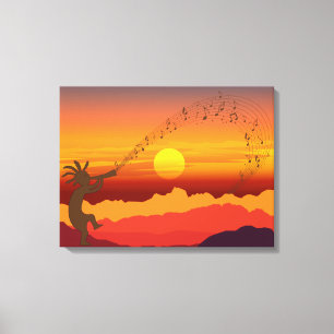  Sunset Kokopelli and Music Canvas Print