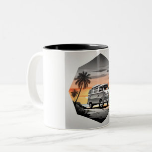 "Sunset Kombi Beach Mug - Coastal Adventure Cup"