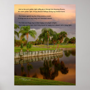 Sunset lake birds breezes poem Poster