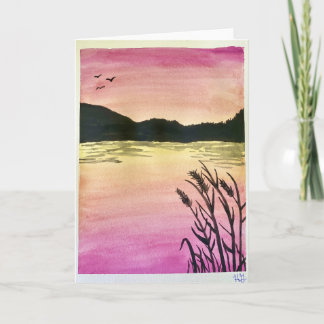 Sunset Lake Blank Greeting Card