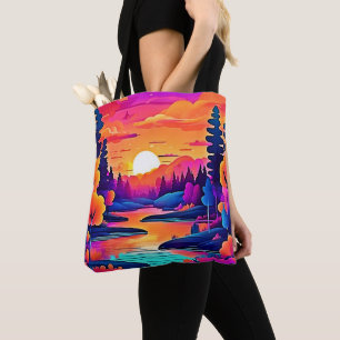 Sunset Lake Fantasy Art Tote Bag