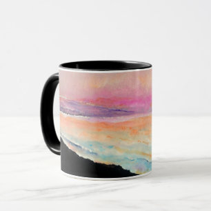 Sunset Lake Pink Blue Art Mug