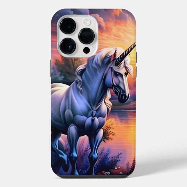 Sunset Lake River Unicorn Seven iPhone Case (Back)