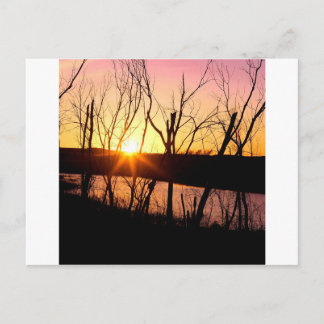 Sunset Lake Wilson Kansas Postcard