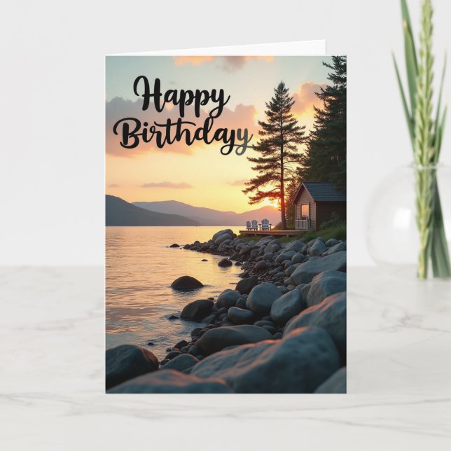 Sunset Lakeside Birthday Card (Front)