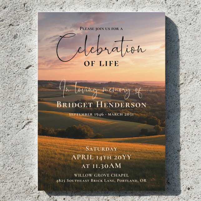 Sunset Landscape Celebration of Life Funeral Invitation (Creator Uploaded)