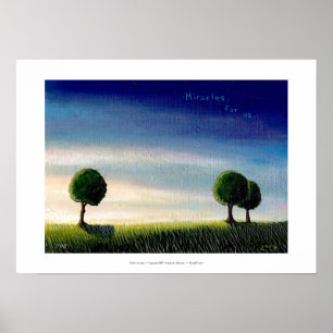 Sunset landscape painting pretty calm peaceful art poster