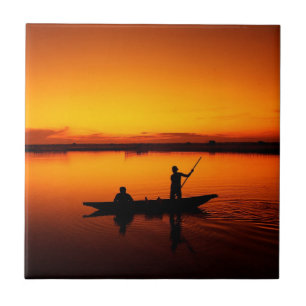 Sunset Landscape with A Boat-68465 Ceramic Tile