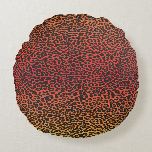 Sunset Leopard Skin Print Round Pillow (Front)