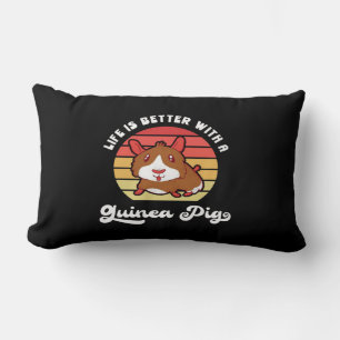 Sunset Life Better With A Guinea Pig   Cute Pet Lumbar Cushion