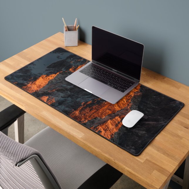 Sunset light on majestic mountains desk mat (Office 2)