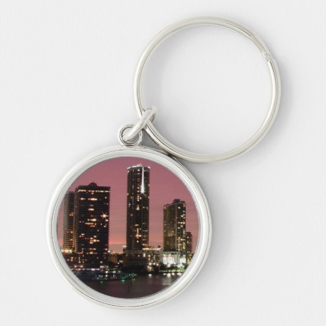 Sunset light over Miami after a storm Key Ring (Front)