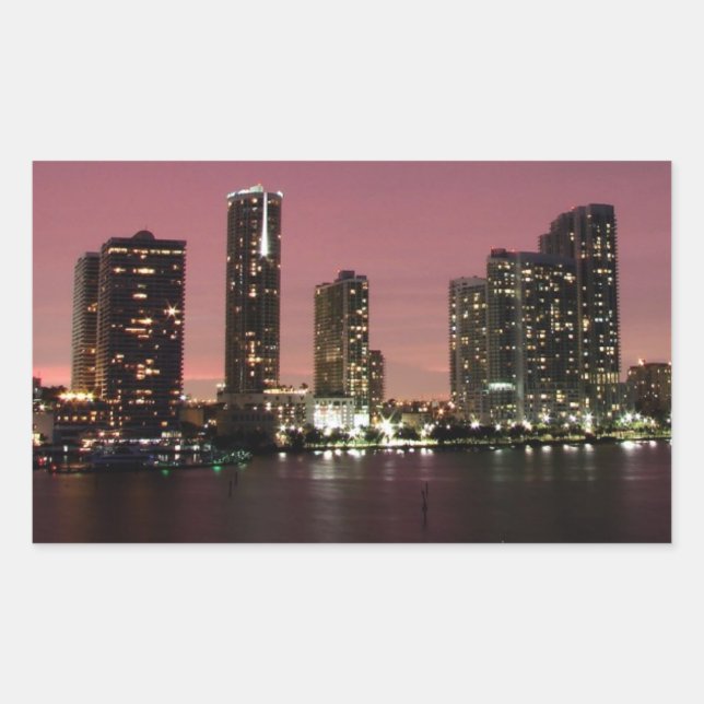 Sunset light over Miami after a storm Rectangular Sticker (Front)