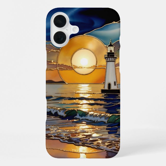 Sunset Lighthouse Phone Case Ocean Glow (Back)