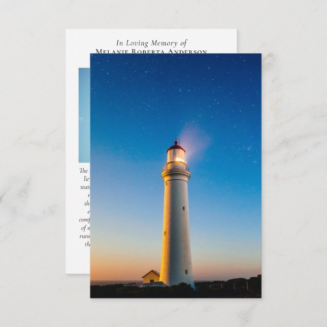 Sunset Lighthouse Prayer Memorial Card (Front/Back)