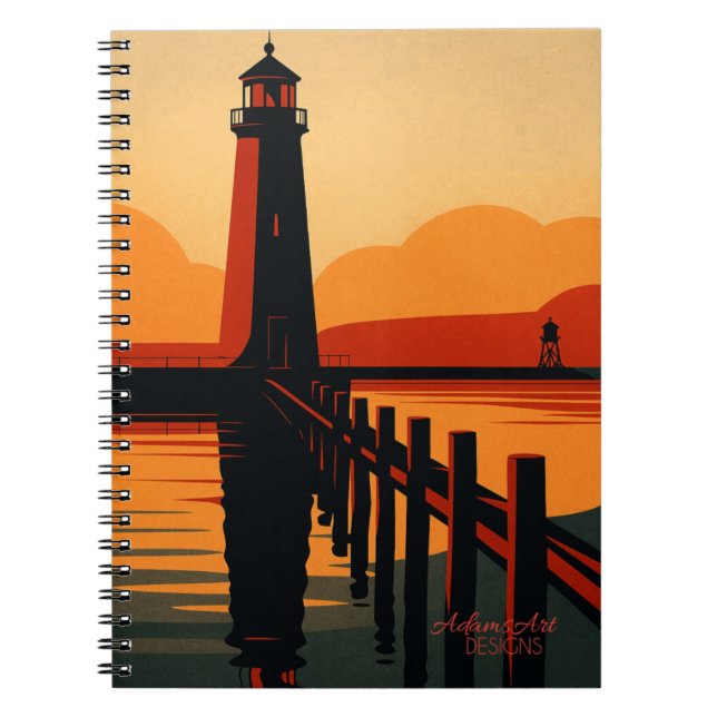 Sunset Lighthouse Silhouette Notebook (Front)