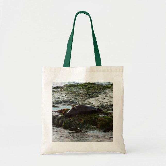Sunset Lit Harbour Seal II at San Diego Tote Bag (Front)