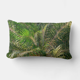 Sunset Lit Palm Fronds Tropical Lumbar Cushion