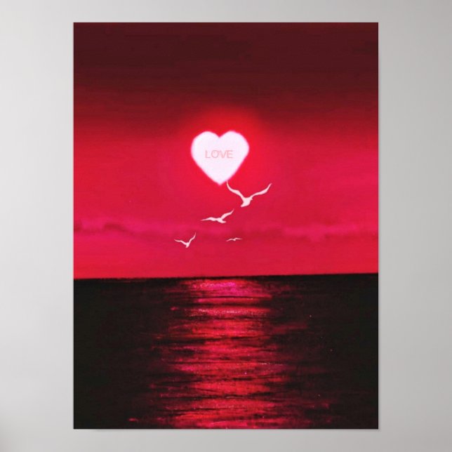 Sunset Love - Romantic - Add Your Text / Name Poster (Front)
