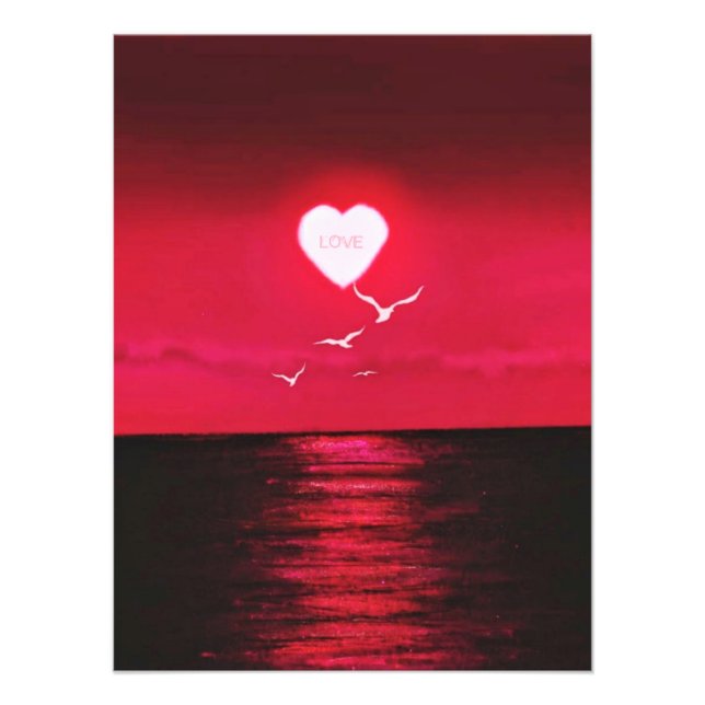 Sunset Love - Romantic - Add Your Text / Photo Print (Front)