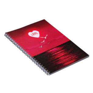 Sunset Love - Romantic - Black Red - Customisable Notebook