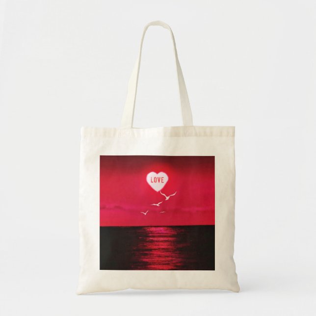 Sunset Love - Romantic - Black Red Tote Bag (Front)